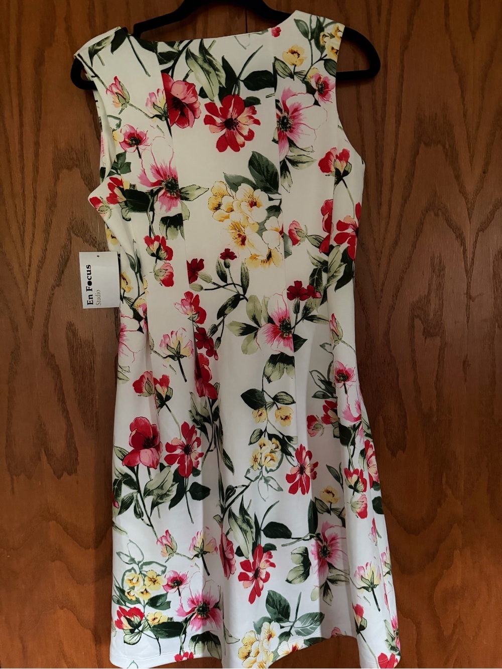 Enfocus Studio White Floral Midi Dress with Red, Pink & Yellow Blooms - Picture 3 of 3